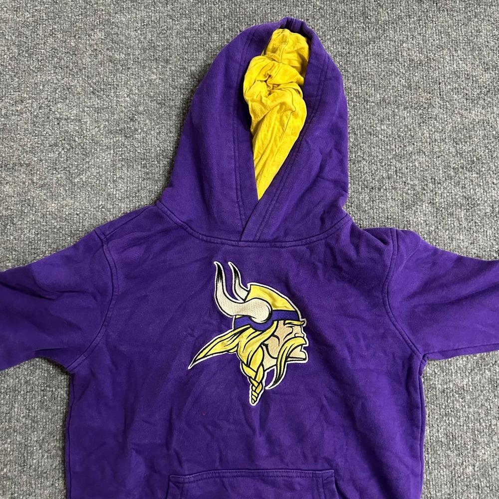 NFL Hoodie Youth Size L Purple Minnesota Vikings Embroidered Logo Sweatshirt